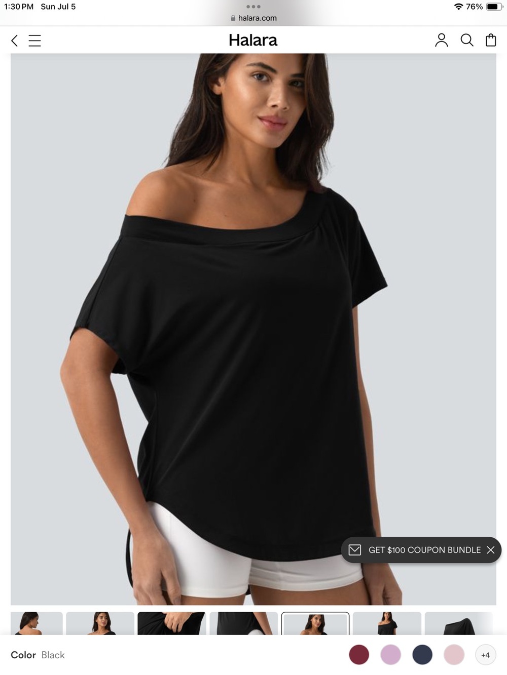 HALARA One Shoulder short Sleeve  Hem High-Low Quick Dry Yoga Top - Picture 3 of 4
